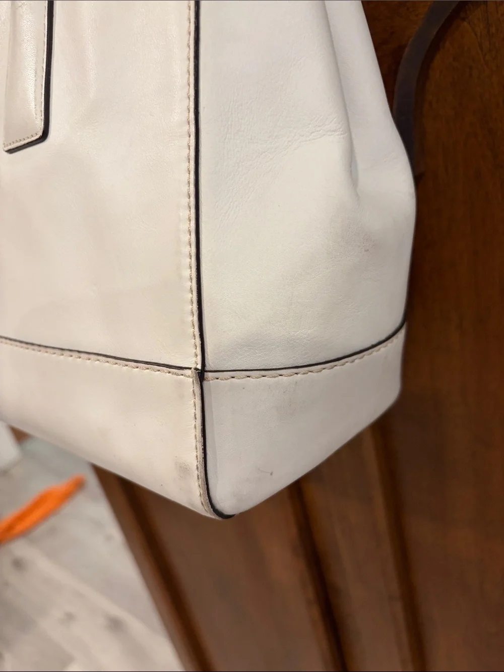 Coach Cream Leather Tote with Gold Turn-Lock